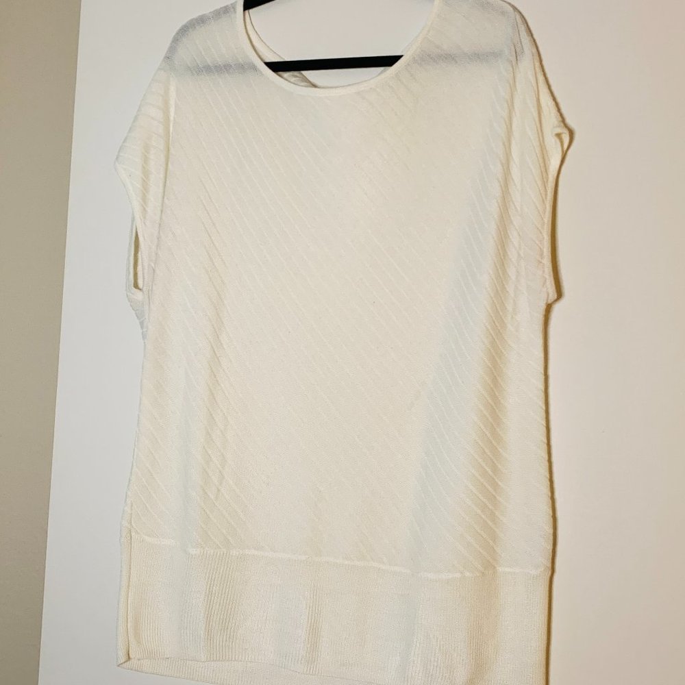 XL Dolman Short Sleeve Cream Sweater